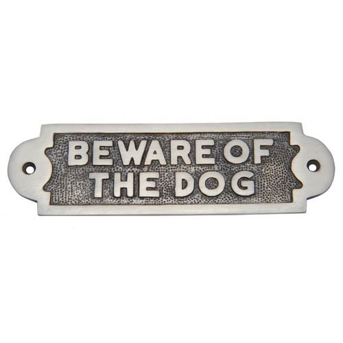 Beware of the Dog Brass Door Sign 